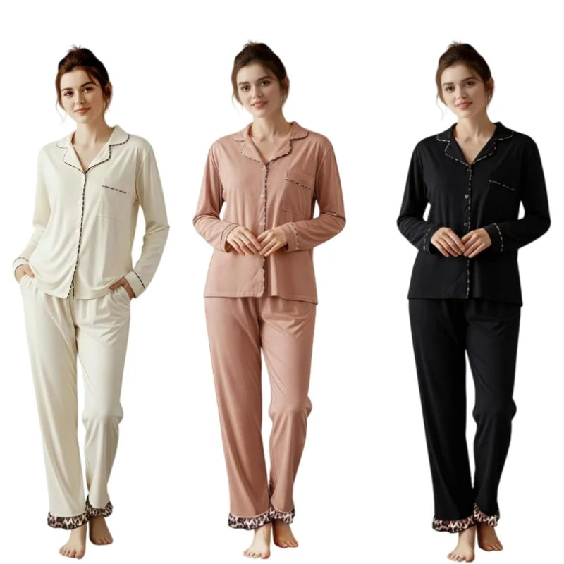 Free Shipping Two Piece Plus Size Sleepwear Pyjamas Pjs Set Shirts and Pants Pajamas Set Women
