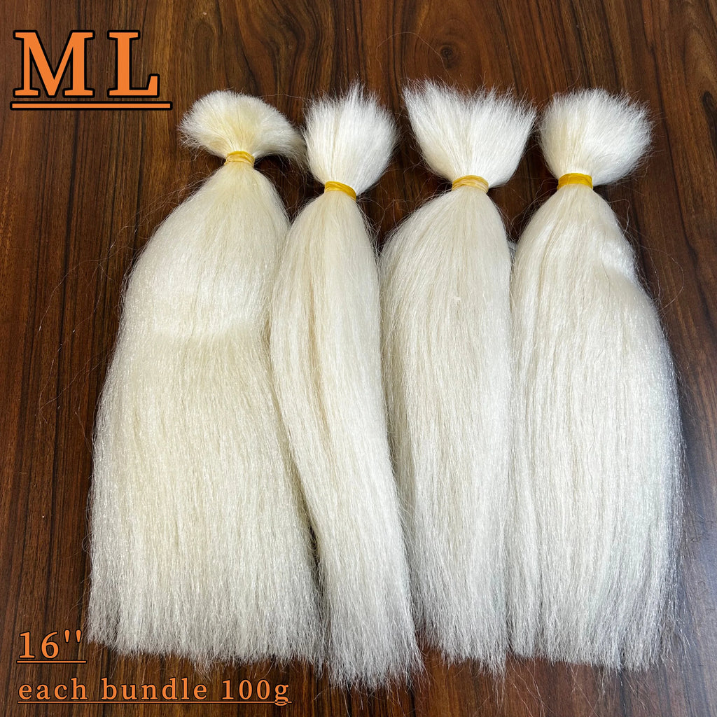 16'' Hair Length Yak Hair Double Drawn Bleached White Hair Bundle - min Order 100g