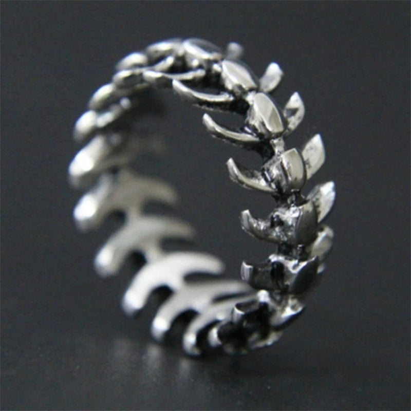 Fashion popular creative rock hip hop retro simple fish bone men and women universal ring birthday gift party jewelry wholesale