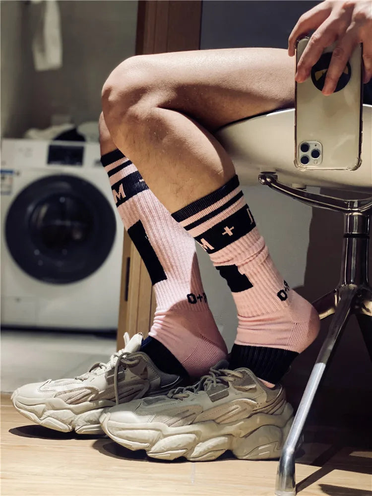 New Design Men Socks Fashion Male Gay Top Vers Bottom Socks Comfortable Football Sports Long Tube Cosplay Stocking Sock