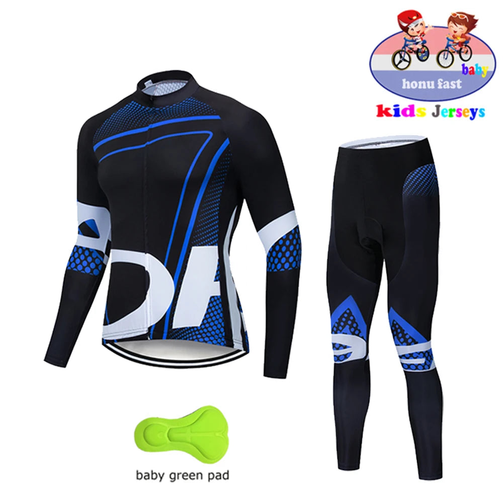 High Quality Kids Cycling Clothing Summer Kids Jersey Set Biking Long Sleeve Clothes Suit MTB Children's Cycling Wear 2021