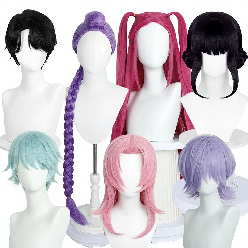Skpop Demon-Slaying Girl Group Mira Cosplay Role Play Wig High-Temperature Silk Simulation Scalp Top for Zoe Lumi Anime 2025 New