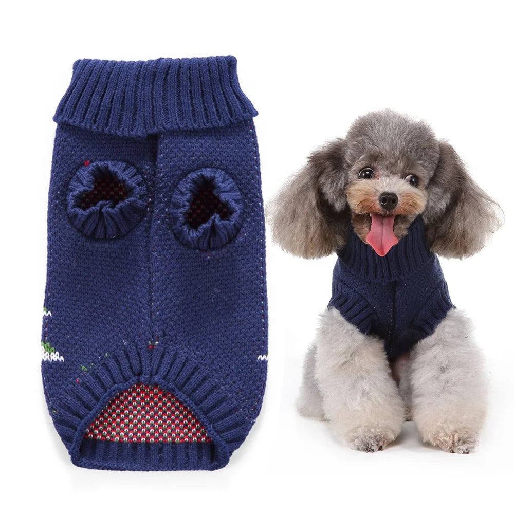 Large Acrylic Traditional Dog Sweater with Festive Christmas Tree Print for Holiday Winter and Spring-Hand Wash