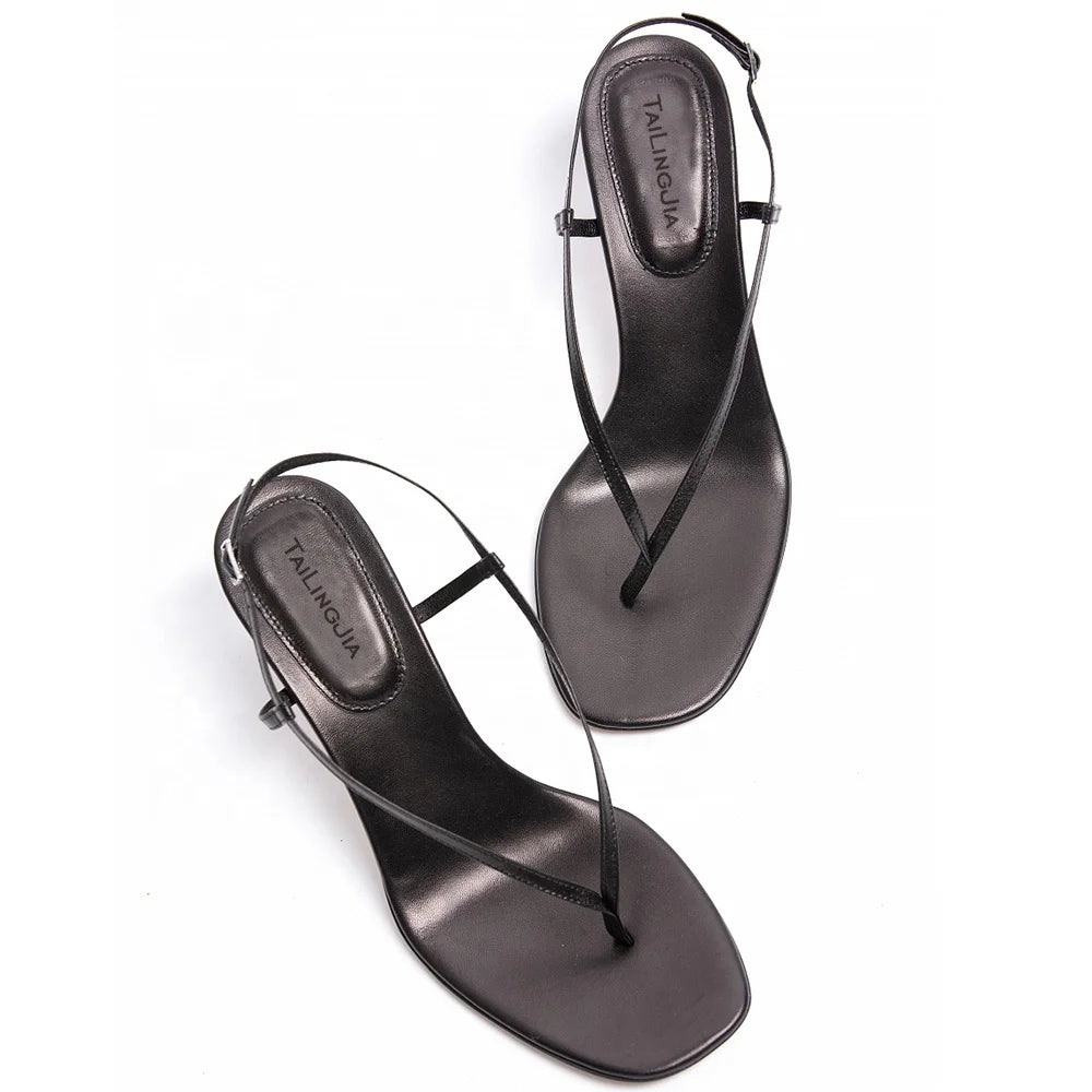 Heeled Strappy Shoes Barely There Heels for Ladies High Heel Women Thong Sandals