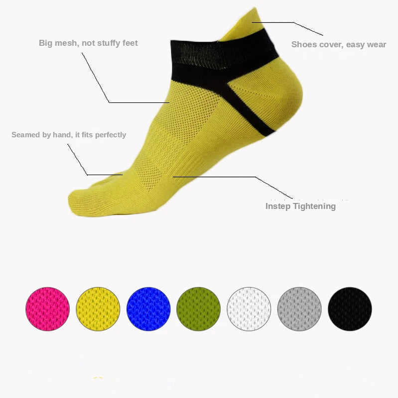 Mens Sock Finger Toe Socks Sport Ankle Mesh Cotton Short White Sock Sweat Absorbing Breathable with Fingers