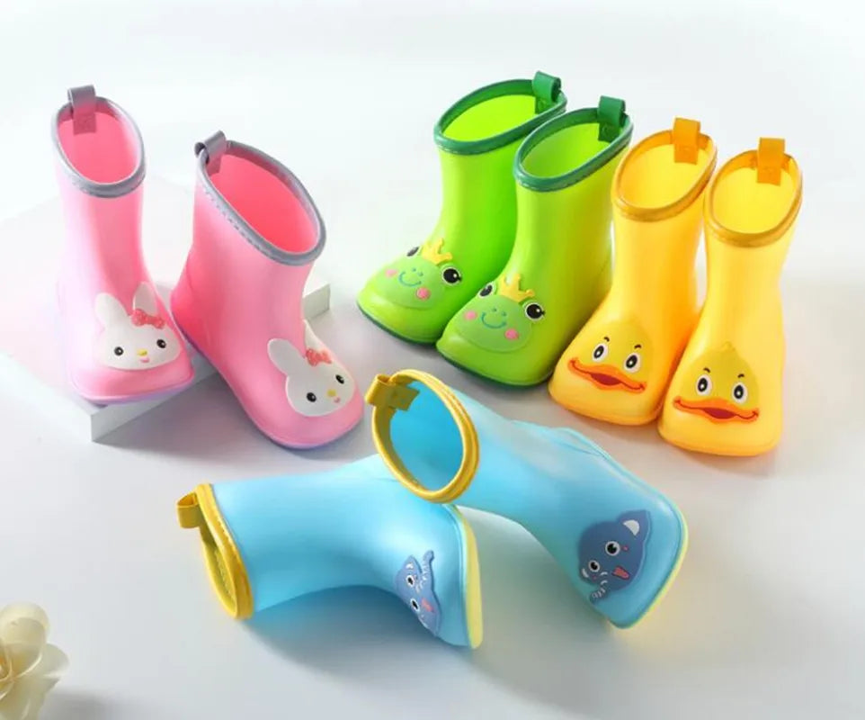 Classic Kids Rain Boots Rubber Boots For Children PVC Kids Baby Cartoon Shoes Water Shoes Waterproof Rain Boot Non-slip Warm