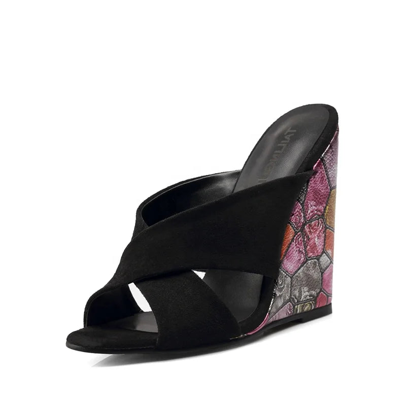 Women Wedge Sandals High Heel Mules Summer Wedges Ladies Plus Size Heels Shoes