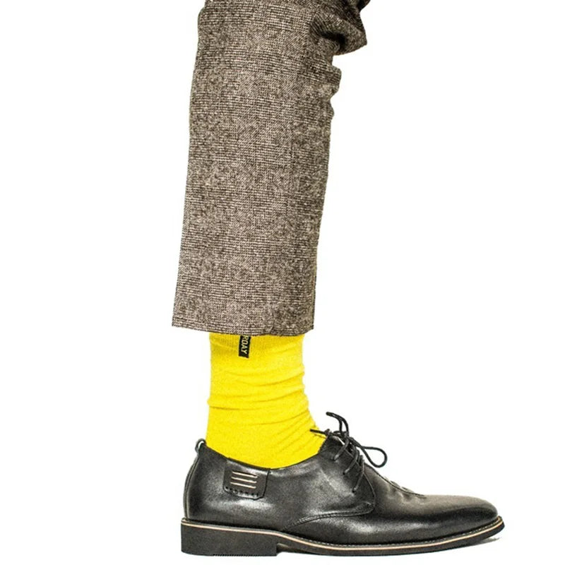 7 Pairs Fashion Mens Socks Combed Cotton Solid Color Business Socks For Man British Style Multi-colored Week Socks For Men Dress