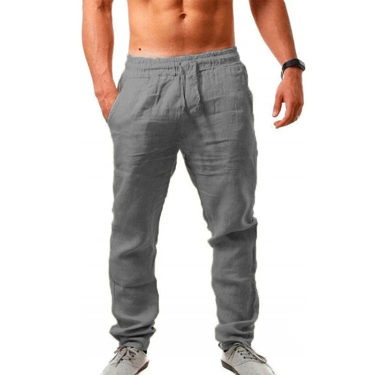 Men's Casual Trousers Home Pants 2023 New Man Cotton Linen Large Size white Straight trousers Solid Beach black Fitness Pants