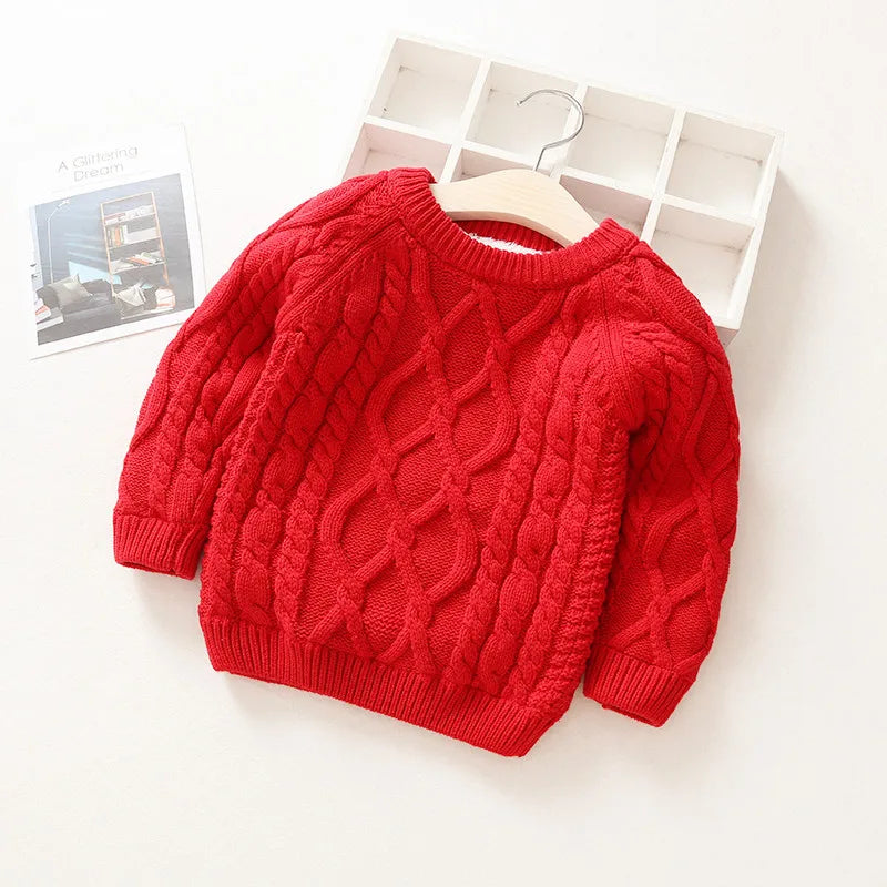 Autumn Winter Kids Baby Boys Girls Sweaters Cartoon Wool Pullover Toddler Childrens Warm Sweater Coat Cardigan Thicken Outerwear