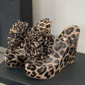 2025 High-quality Summer New Sexy Leopard Print Wedge Heel Women's Shoes Party Niche High-heeled Sandals