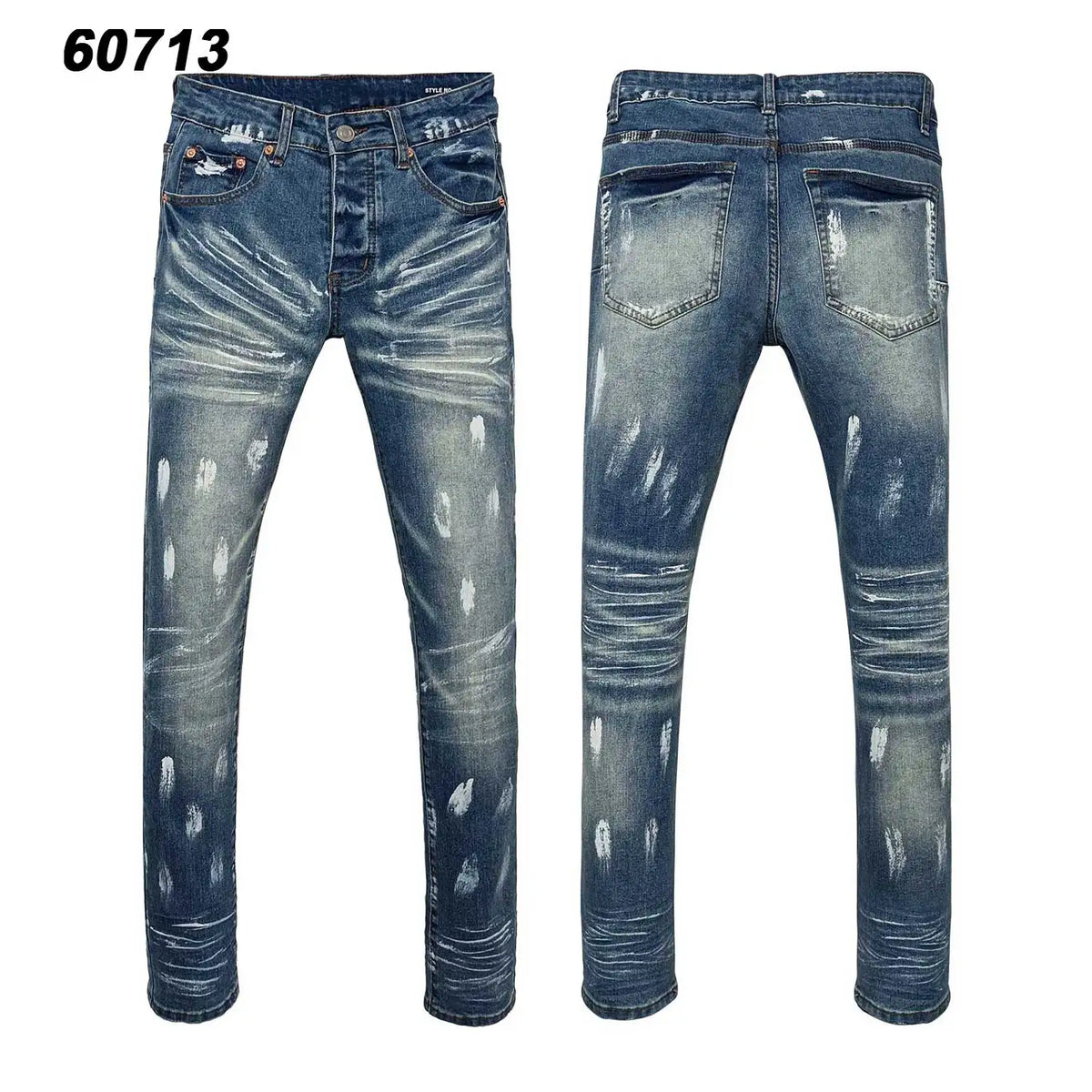 Wholesale Streetwear Jeans Pleated Tapered Trousers Men Elastic Damaged Beggi Pants Slim Fit Jeans