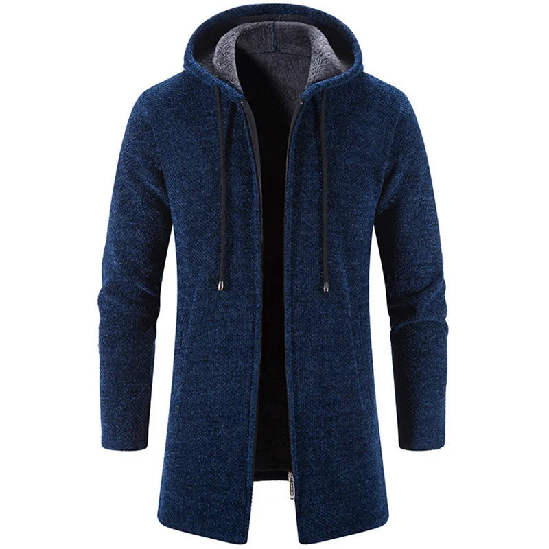 Liu Ming Men's/ women Thick Warm Fleece Cardigan Winter Trending Casual Windbreaker Jackets with Zipper Closure Knitted Sweater Hooded