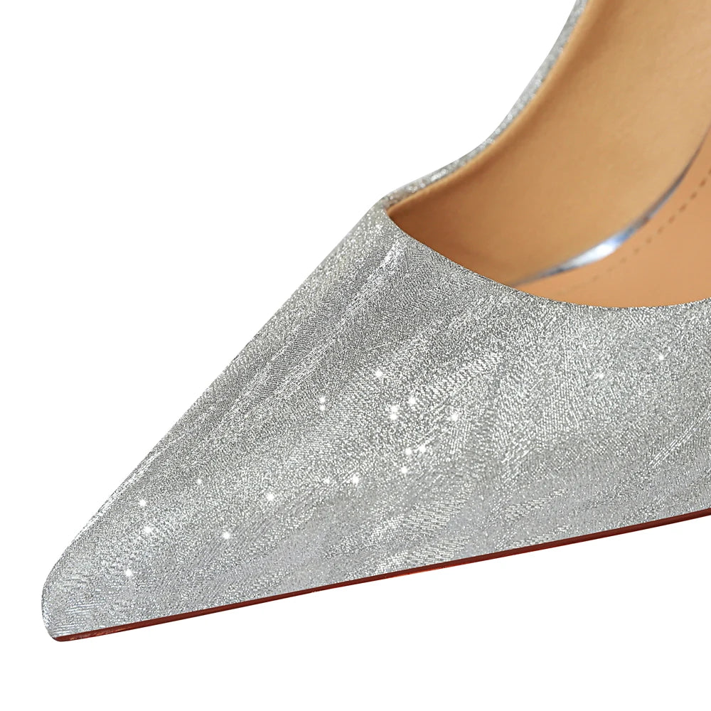 1829-1 Women's Shoes Stiletto Heel High Heels Shallow Mouth Pointed Sequins Sexy Show Thin Club Wedding Shoe Single Shoes