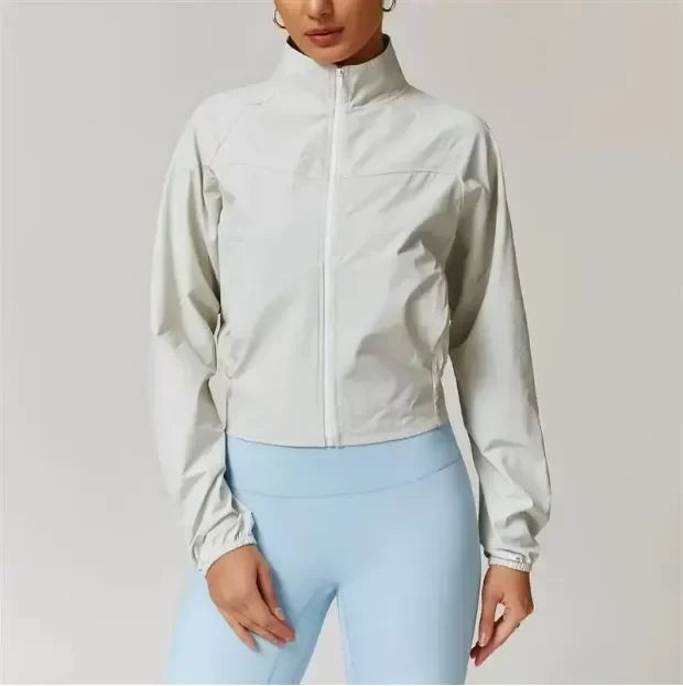 Women Yoga Jacket Sports Coat Windproof Yoga Clothes Quick-drying Long Sleeve Top Zipper Fitness Cardigan