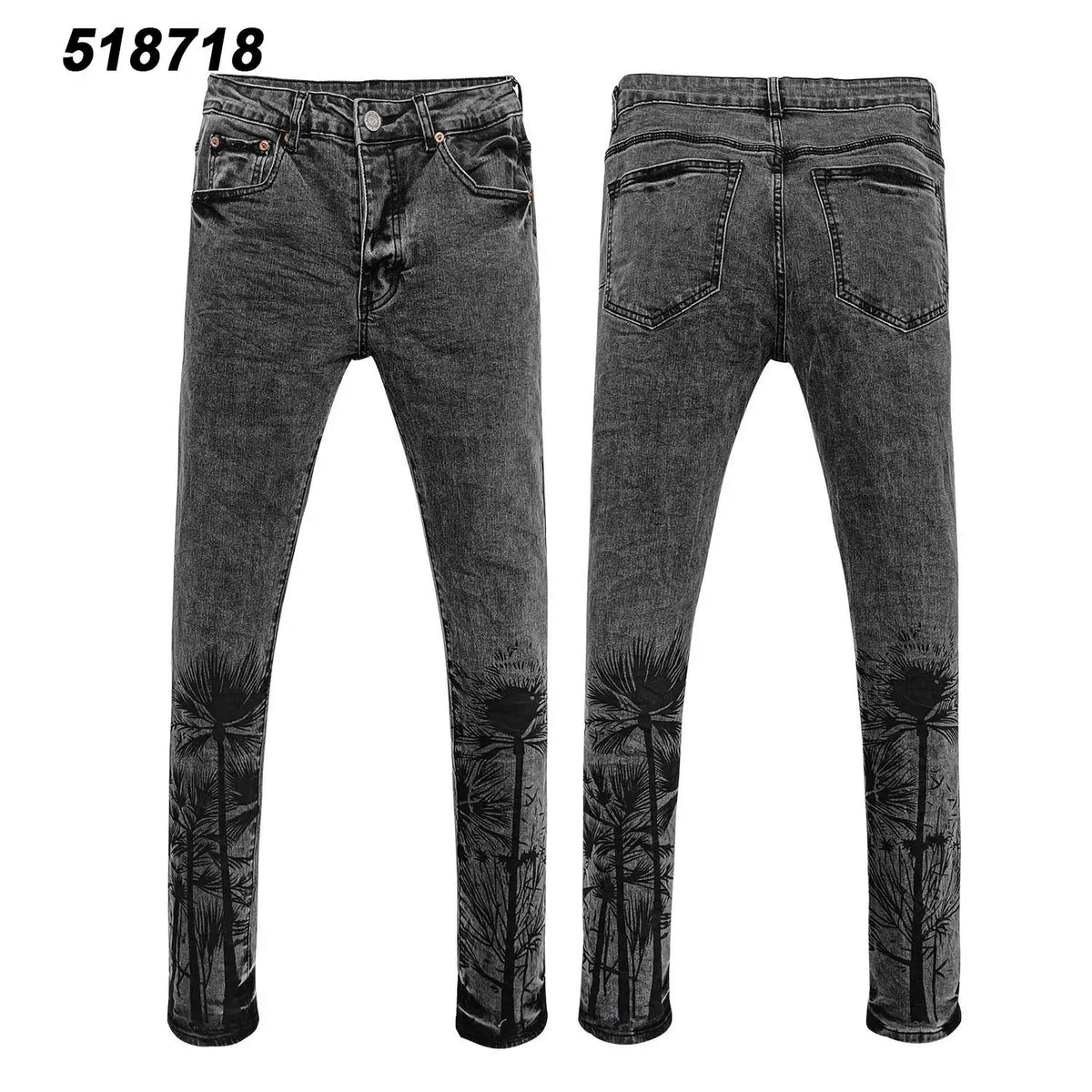 Wholesale Streetwear Jeans Pleated Tapered Trousers Men Elastic Damaged Beggi Pants Slim Fit Jeans