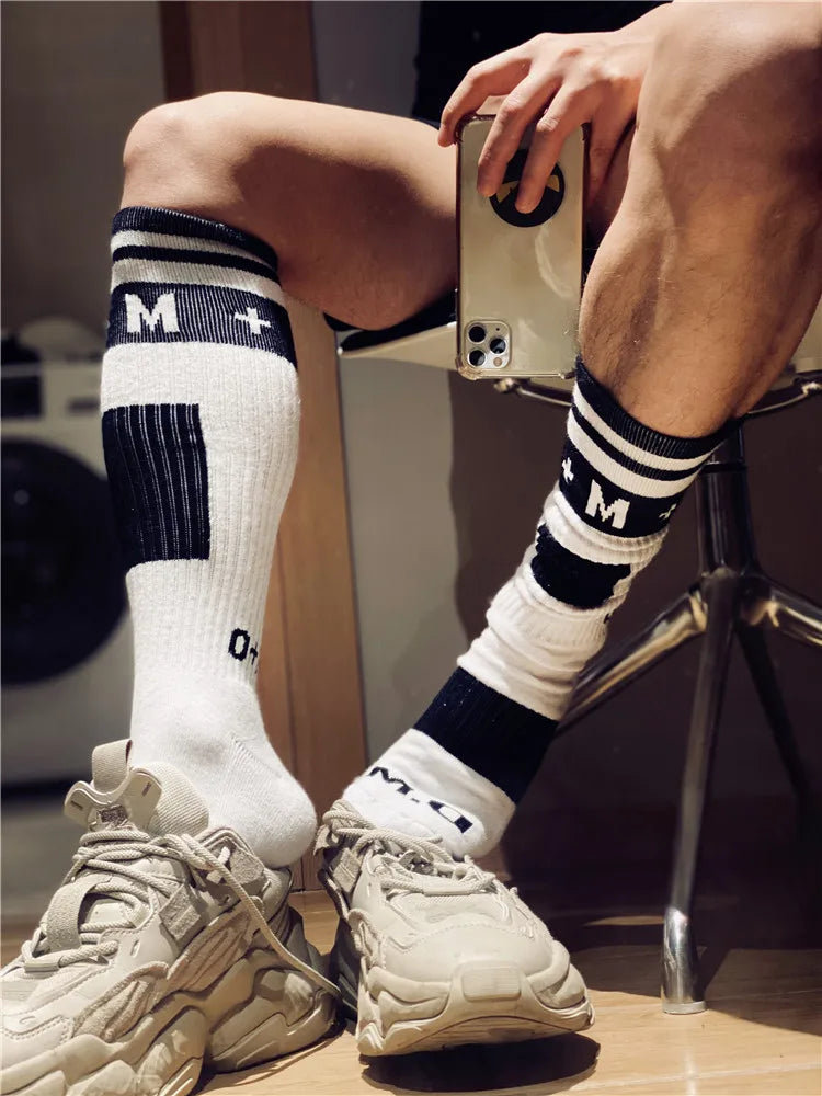 New Design Men Socks Fashion Male Gay Top Vers Bottom Socks Comfortable Football Sports Long Tube Cosplay Stocking Sock