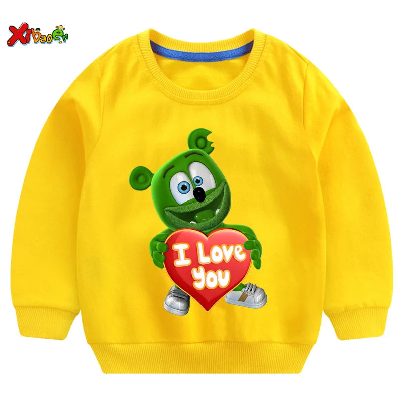Gummy Bear kids hoodies sweatshirts I LOVE YOU t shirt Fashion Personality Casual T Shirt children boys girls T-shirt sweatshirt