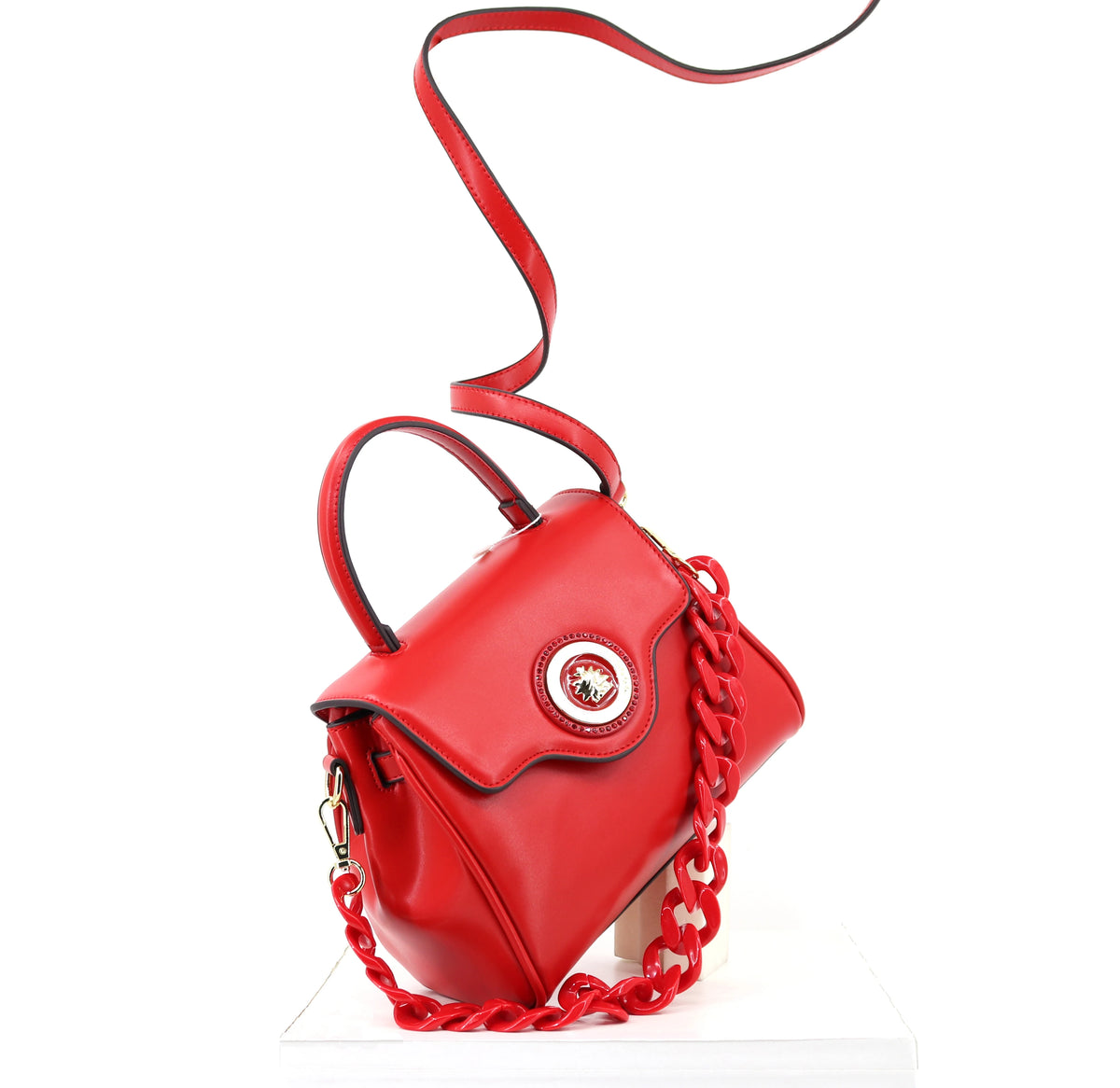 Ladysky Top Product Quality Fabric Handbag for Women Acranged Chain Head Female Bag Fashion Designer Bag with Boxes 24 cm