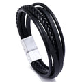 Genuine Leather Bracelet for Men Simple OL Style Man Bracelet Bangle Alloy Magnetic Clasp Wristband Hand Jewelry Bracelet Homme
