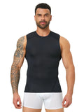 GYM Tank Top Sports Running Muscle Compression Shirt for Men Lightweight Four-Way Stretch Quick Dry Breathable Mesh Fabric Back
