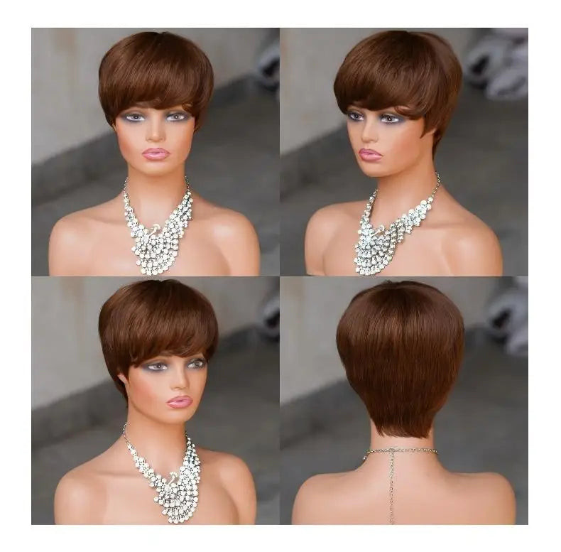 Beauty Products Short Human Hair Pixie Wig Glueless Machine Made 100% Real Remy Human Hair Pixie Cut Wig for Black Women