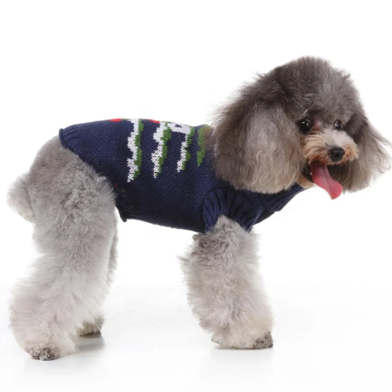 Large Acrylic Traditional Dog Sweater with Festive Christmas Tree Print for Holiday Winter and Spring-Hand Wash