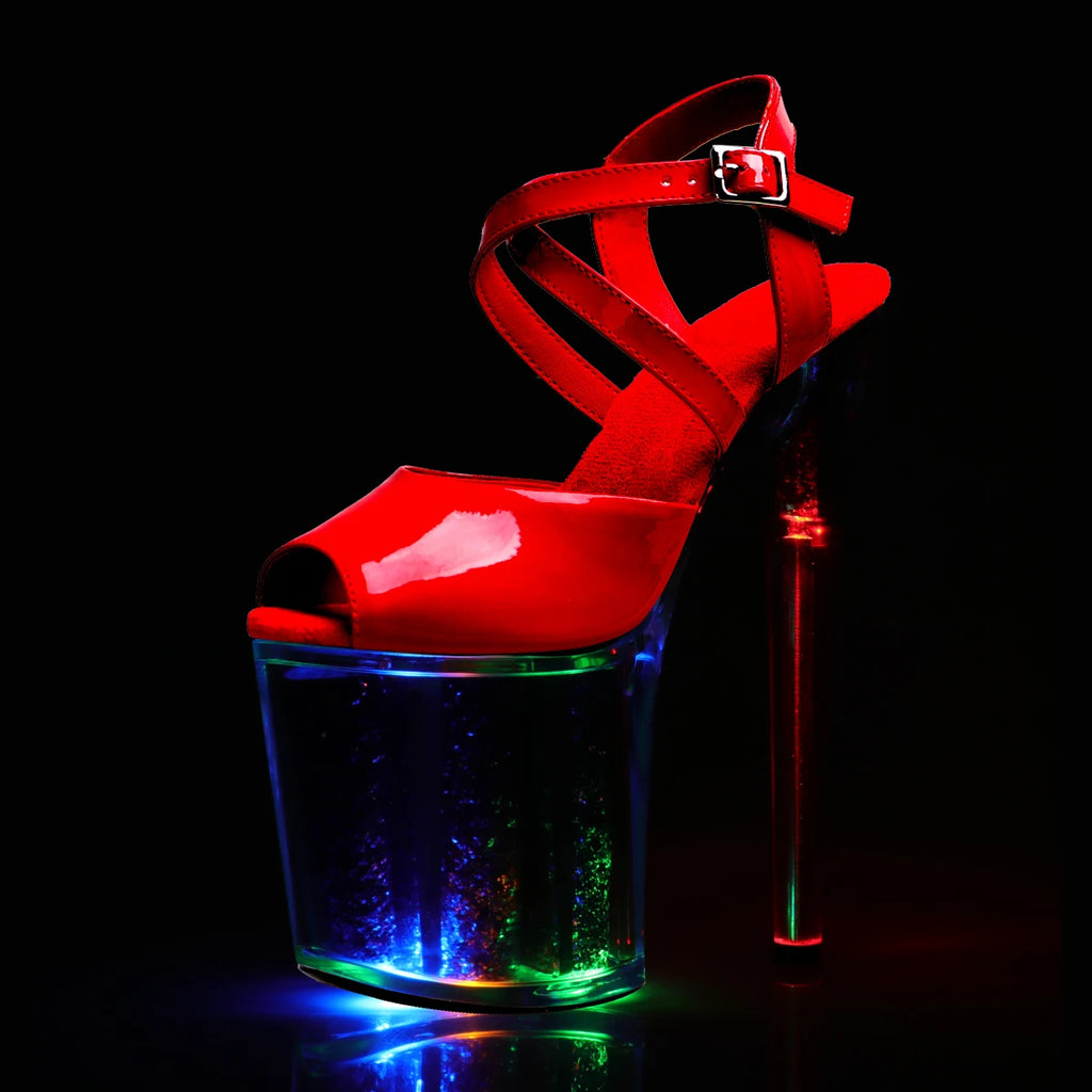 Catwalk 20cm Flash Shallow Peep Toe Nightclub Pole Dance Shoes Platform Sandals Women's Thin Heels Stripper Exotic Dancer Models