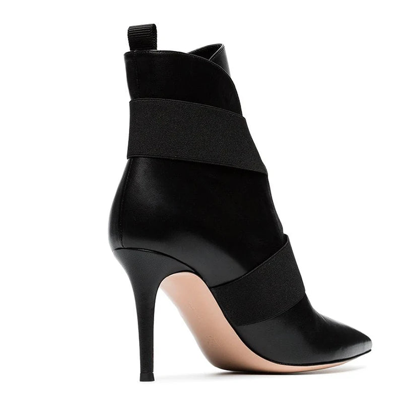 China Lady Shoes Factory Women Pointed Toe Stiletto High Heels Ankle Booties Short Boots