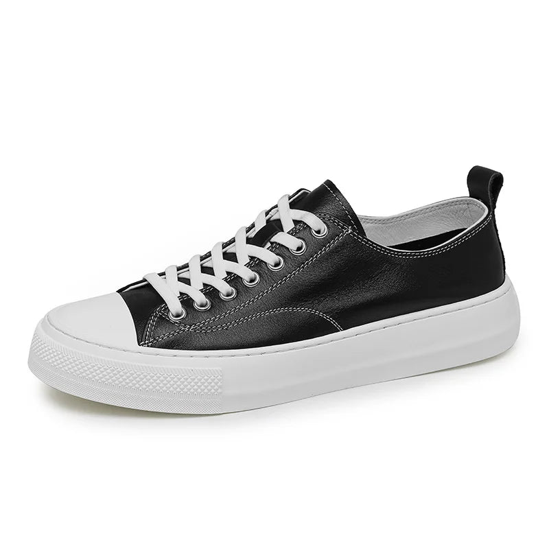 New High Quality Flat Men Sneaker Shoes Leather Casual Genuine Lace-up Italy Design Fashion Sneaker 2025 Low Price Factory OEM