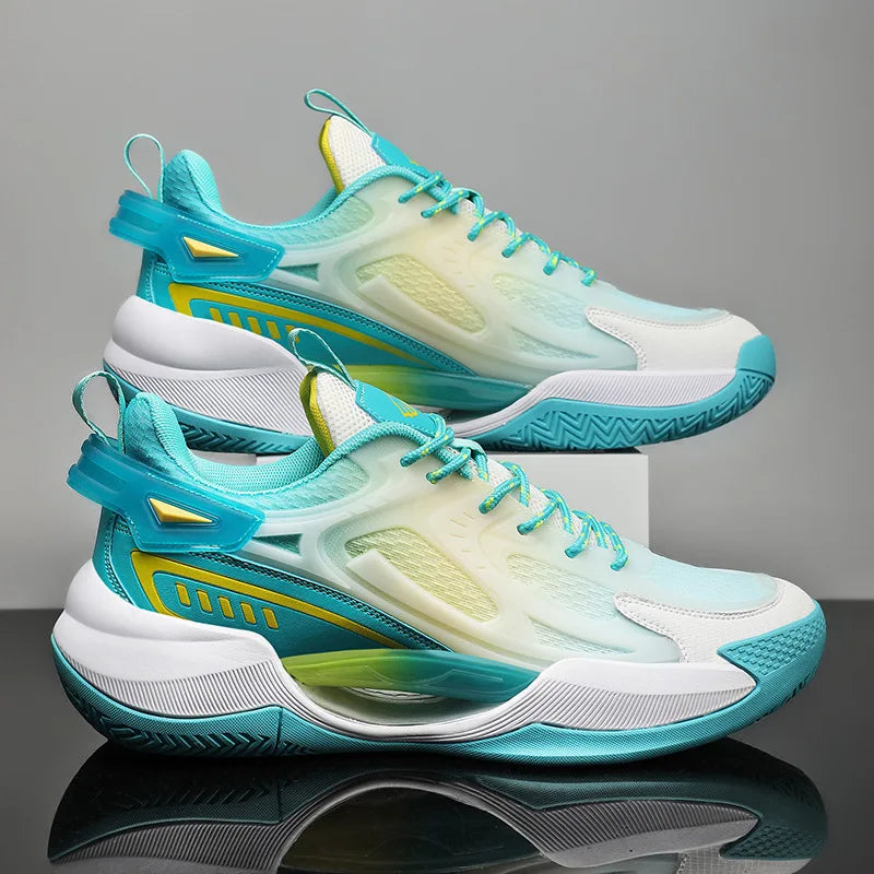 New Design Brand Logo Custom Professional Men Outdoor Sports Sneakers Luminous Hollowed Breathable Men Basketball Shoes