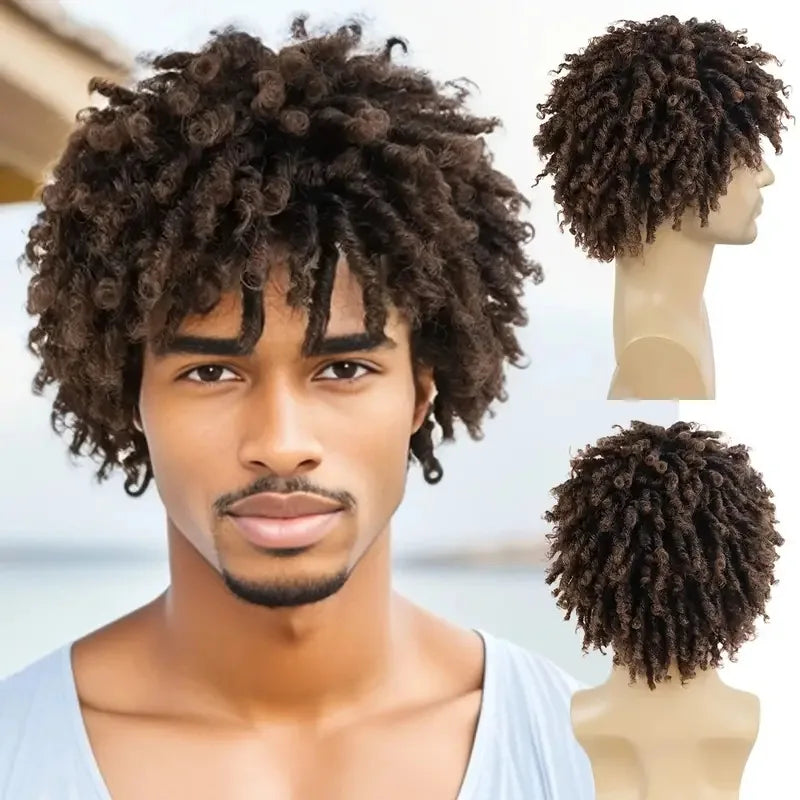 Xuchang Chemical Fiber New Product African Men's/ Women's Dirty Braid Wig Headset Black Tube Roll Small Roll Wig