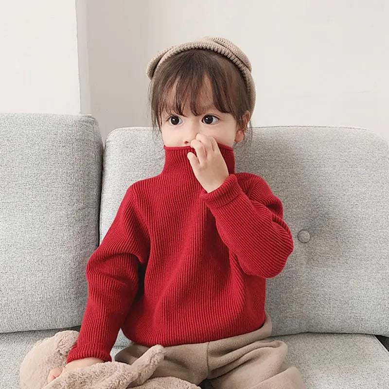 1 to 7 Years Baby Girls Knitted Sweater 2020 Spring Winter Autumn Wear Long Sleeve Warm Solid 6 Colors Kids Toddler Sweater Top