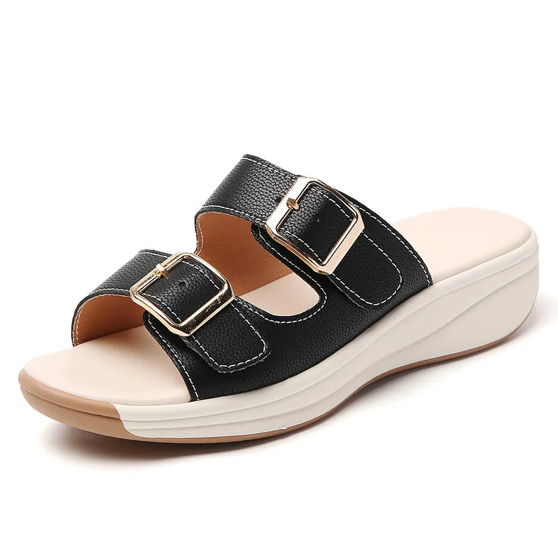 Summer Large Size Women's Flat Bottom Outdoor Sandals Flip-Flops Non-Slip Casual Beach Shoes Slippers Cross-Border Hot Superfine
