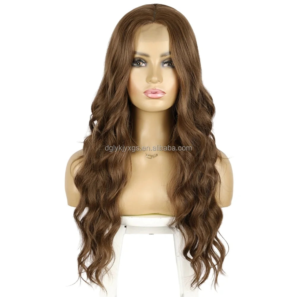 WL07 Small Area Lace Body Wave Synthetic Lace Wigs Lace Front Wigs Ombre Brown Mixed Blonde Water Wave Wig Women Hair