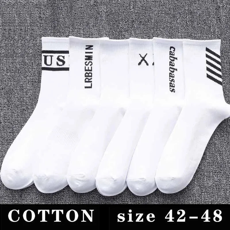 Men's Cotton Socks Large Big Plus Size 45 46 48 Business Short Socks White Classic Sox Hip Hop Meias Calcetines Hombre Male Soks