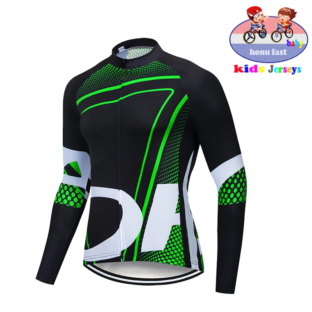 High Quality Kids Cycling Clothing Summer Kids Jersey Set Biking Long Sleeve Clothes Suit MTB Children's Cycling Wear 2021