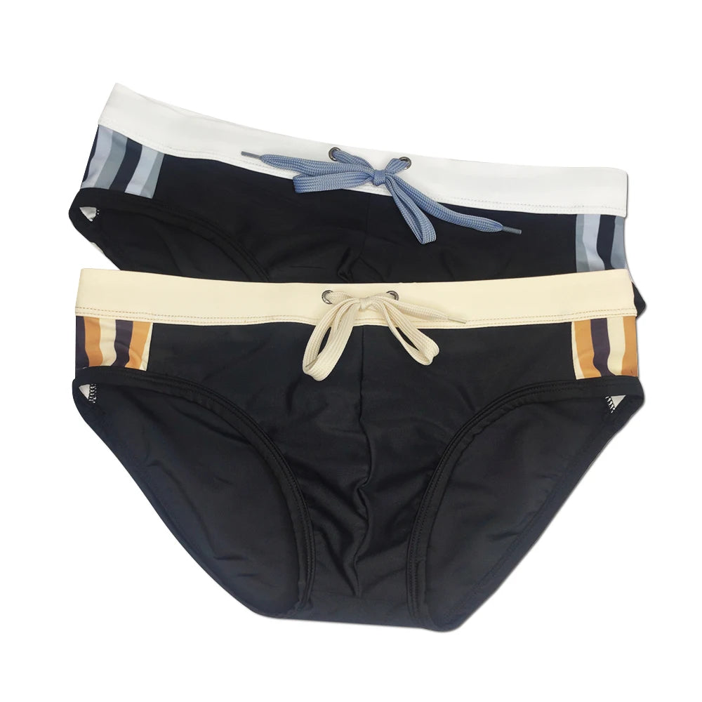 Men's Swim suit Wear Briefs Swimming Push-Up Sexy hombre Bikini Swimsuit Beach Short Side Stripes Surfing trunks men bathing