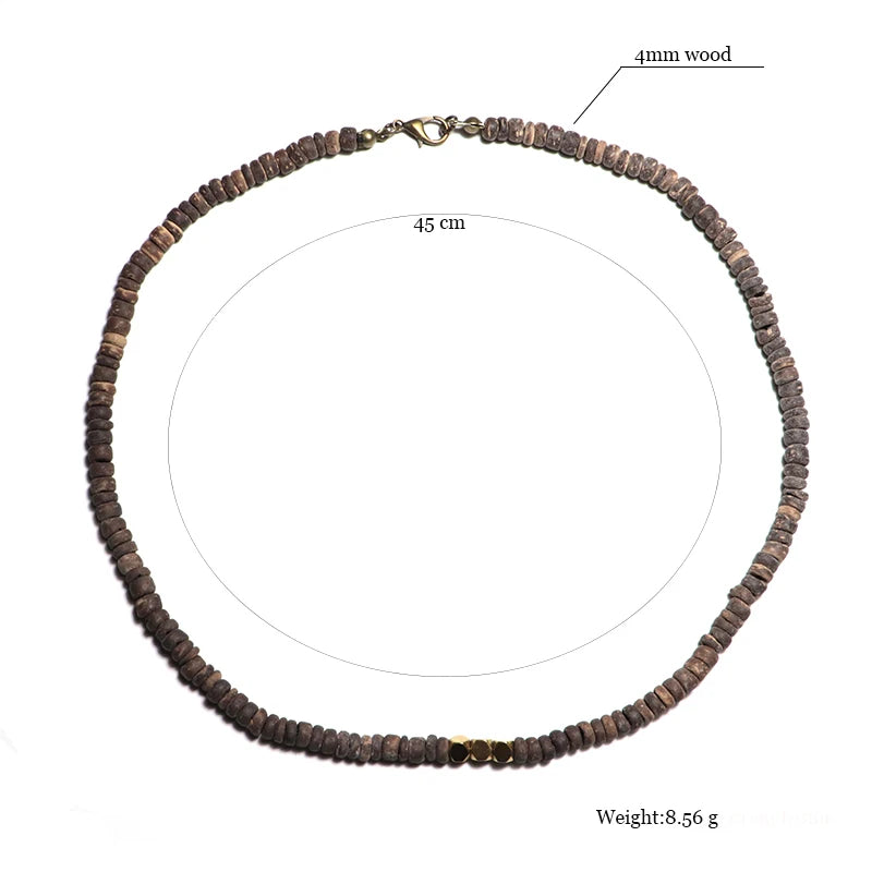 Men Necklace 100% Natural Wooden Collar Homme 18Inch Choker Colliers Hombre Yoga Meditation Jewelry Male Accessories Vintage