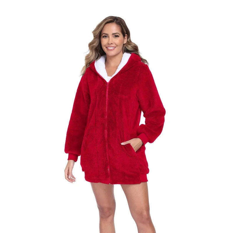 Free Shipping Athletic Zip up Hoodie Heavy Zip up Hoodie Long Zip up Hoodie Red Women