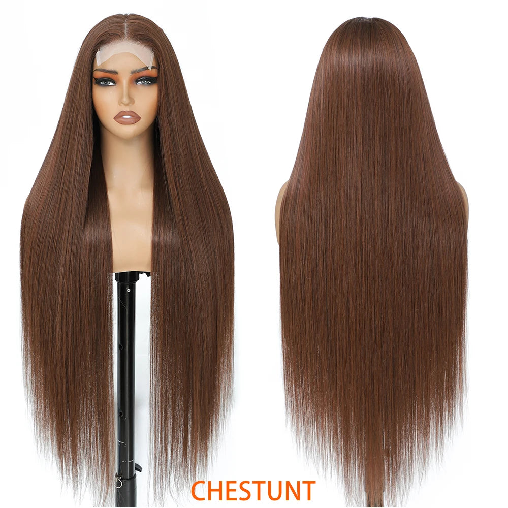 For Black Lace Front Wig for Women 4x4 Transparent Lace 180% Density Natural Hairline-Cosplay & Daily Use Synthetic Wig