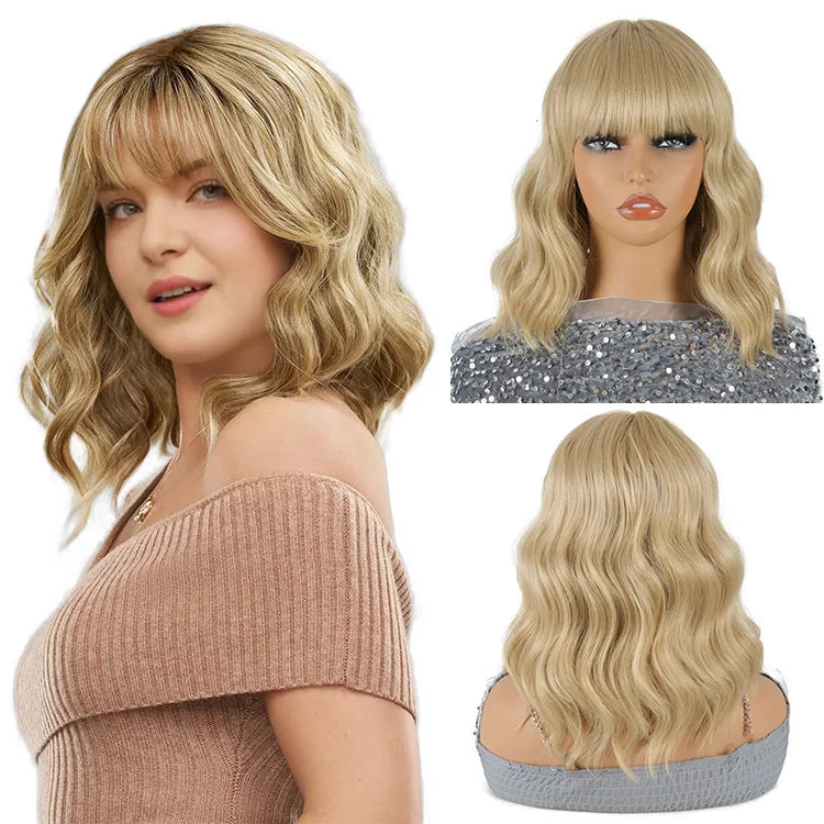 Julianna Hair Premium Heat Resistant Platinum Blonde High Quality Blonde Synthetic Wigs With Bangs