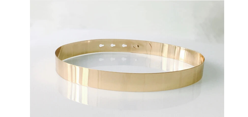 Women Vintage Elegant Waist Belt Metallic Bling Gold Silver Party Simple Belts Adjustable Belts