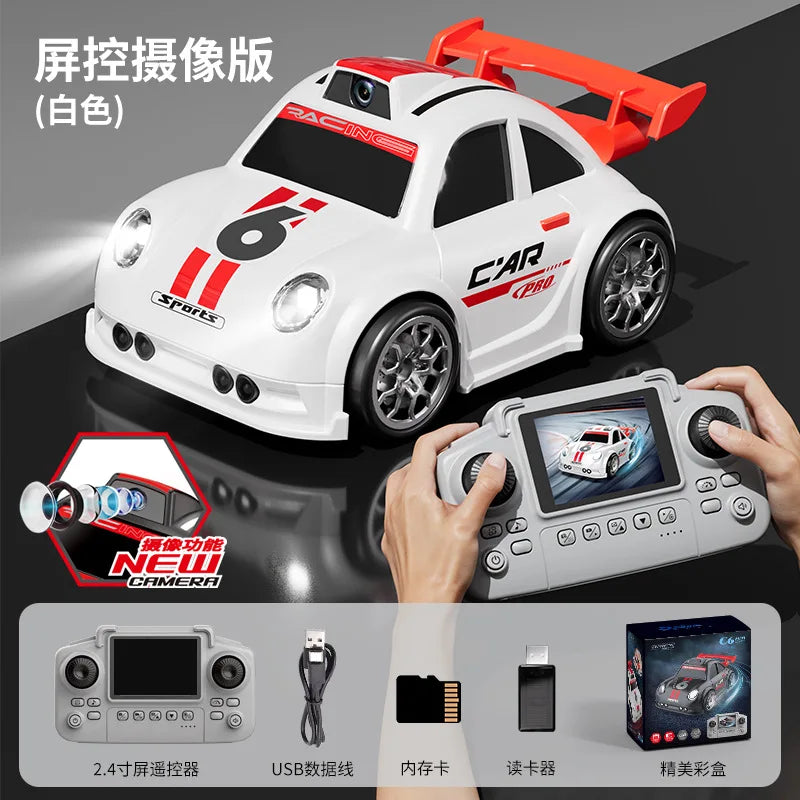 C6 Mini Racing Car Drift Interactive Toy Electric Music with Camera Screen Control Obstacle Avoidance & Indoor Use Ages 7-14