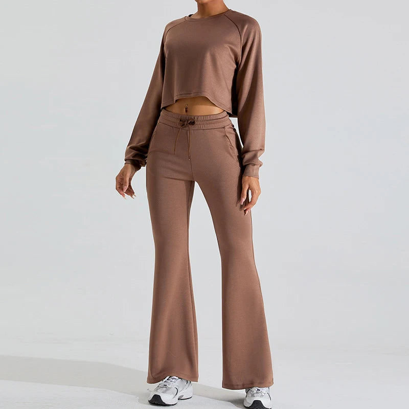 Customizable logo Women's New Long Sleeved Sports Set 2024 New Long Sleeved Leisure Sports Sweater and Pants Set