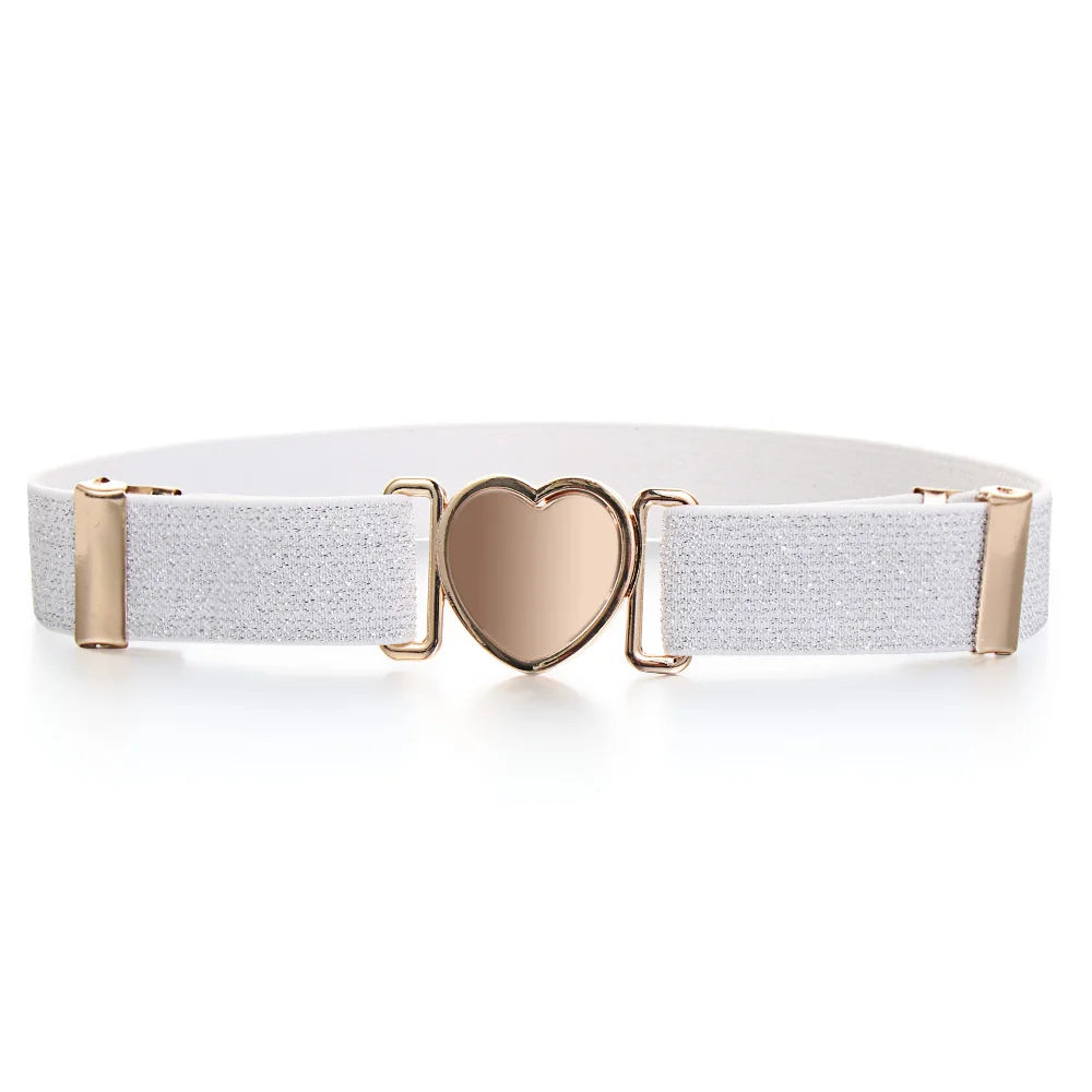 Kids Elastic Belts Girl Stretch Waist Belt Adjustable Heart Belt Uniform Belt for Teen Kids Girls Dresses Belt