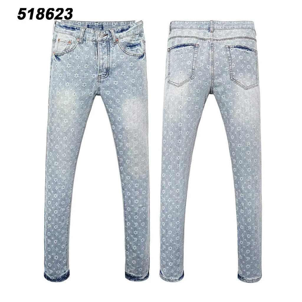 Wholesale Streetwear Jeans Pleated Tapered Trousers Men Elastic Damaged Beggi Pants Slim Fit Jeans