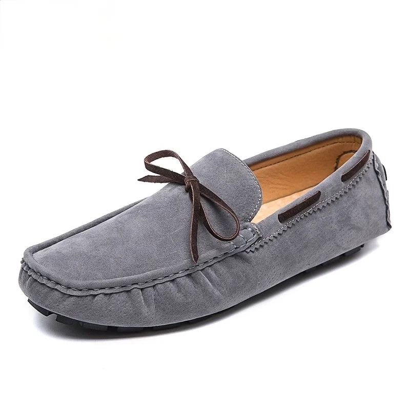 2025 Mens Moccasin Gray Brown Black Loafers Men Leather Shoes Luxury Designer Brand Fashion Sneakers Flats Slip on Lightweight