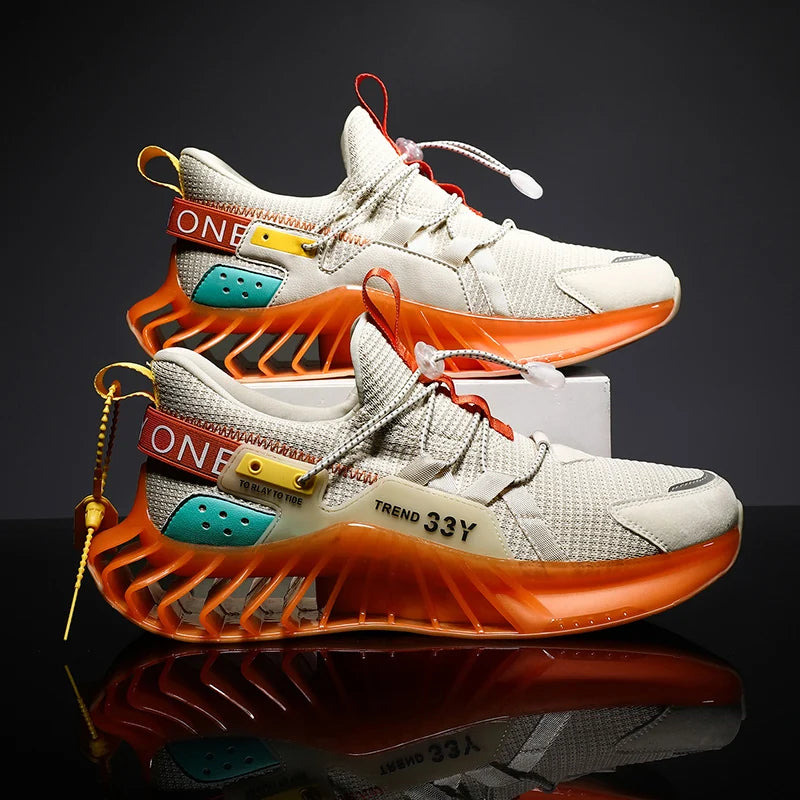 Mesh Fashion Sports Athletic Sneakers Slip on Mesh Fashion Sneakers Sports Shoes Trendy Blade Running Shoes for Men