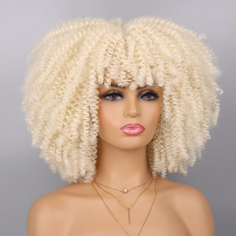 Cheap Price French Kinky Curl Curly Wig Neutral Short African for Cosplay Synthetic High Temperature Fiber Black Women's Wig